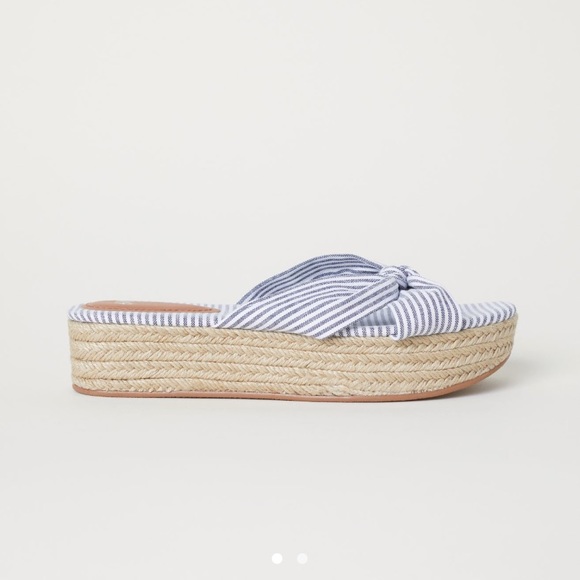 H&M Fabric stripe platform crossover knot sandals - Picture 2 of 3